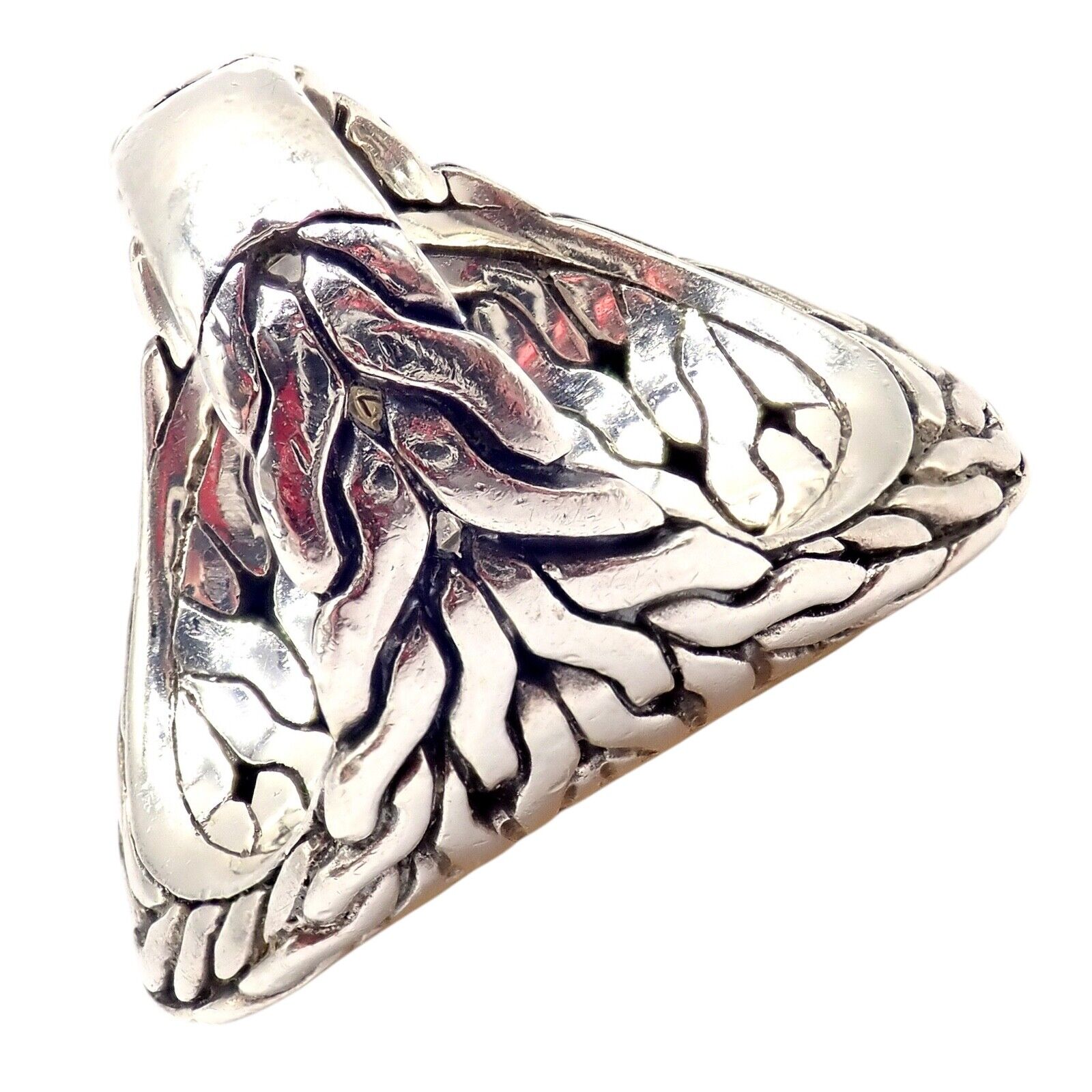 John Hardy JH Silver 22k Yellow Gold Classic Palu Saddle Cocktail Ring - Size 7 | Elegant Jewelry for Women, Perfect for Parties, Weddings & Special Occasions