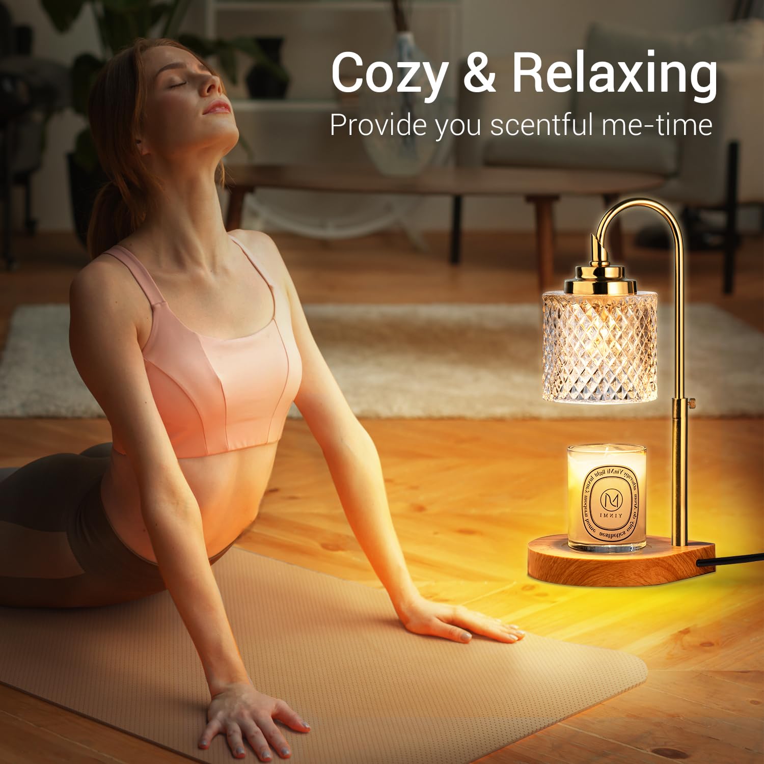 Upgraded Candle Warmer Lamp with Timer (2/4/8 Hours), 4-Level Dimmer & Height Adjustable - Includes 2 Bulbs - Perfect for Home Decor, Christmas, Birthday & Mother's Day Gifts for Women - Creates Cozy Ambiance for Relaxation, Romantic Dinners & Spa Nights