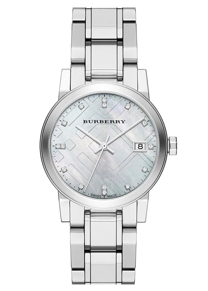 BURBERRY BU9125 Women's Luxury Watch 34mm Check Pattern Silver Dial - Perfect for Office, Parties & Everyday Elegance