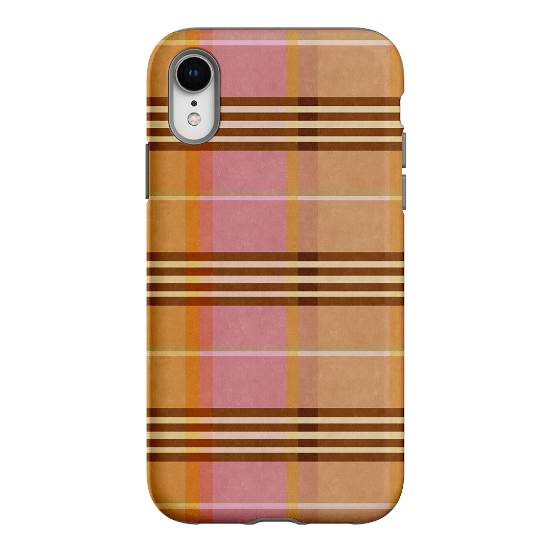 Peachy Plaid Phone Case for iPhone 15/14/13/12/11 Pro Max - Cute Tartan Pattern Protective Cover with Shockproof Design - Perfect for Everyday Use, Travel & Fashion Accessories
