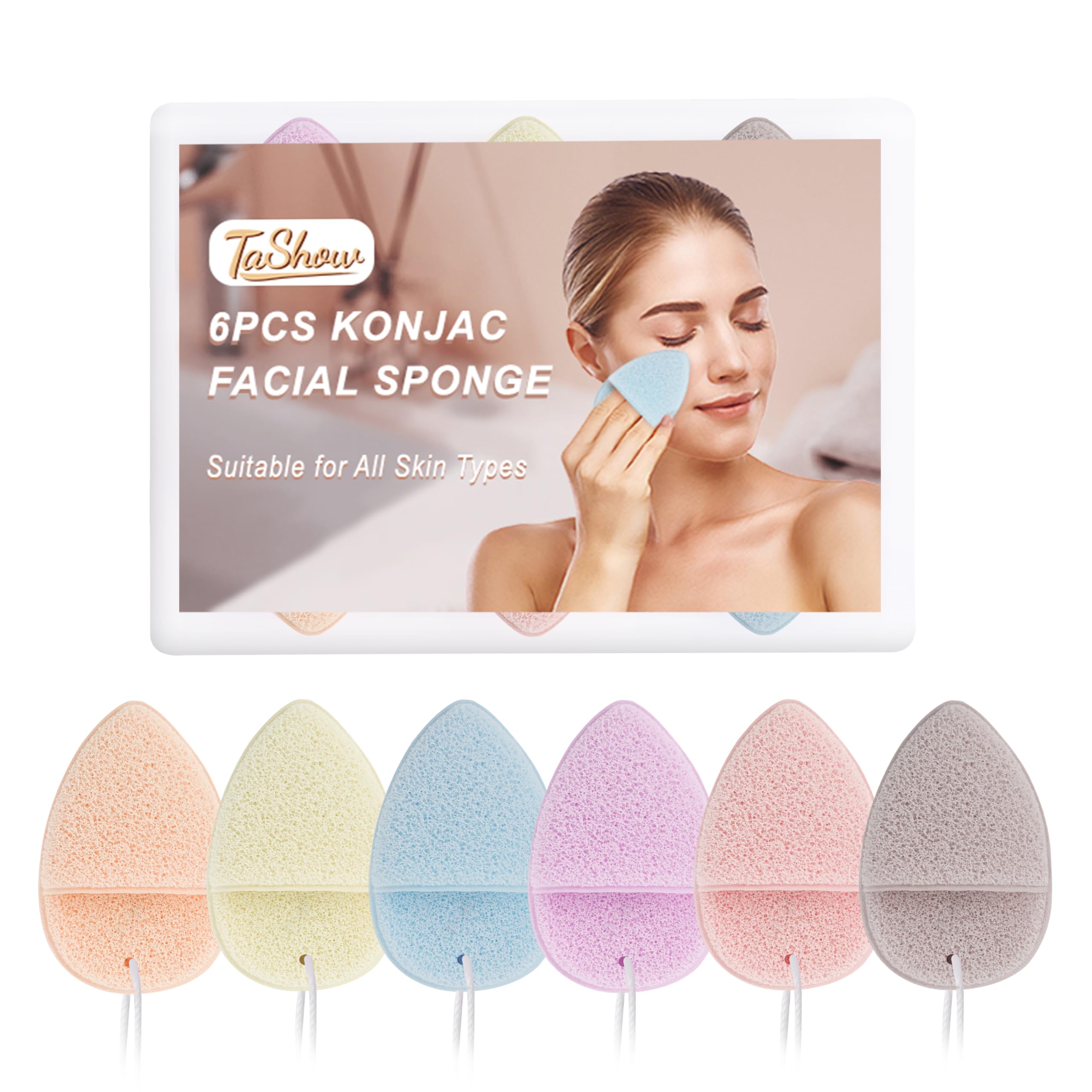 6 Pack Reusable Facial Sponges for Cleansing & Exfoliating - Gentle Makeup Remover Pads for All Skin Types, Esthetician Tools, Soft Face Wash Sponges (Multicolor) - Perfect for Daily Skincare & Spa Treatments