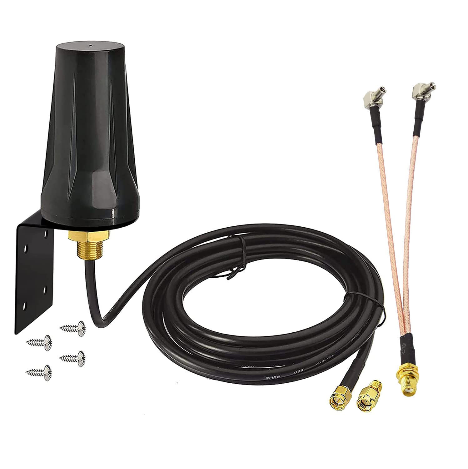 Bingfu 4G LTE SMA Antenna with TS9 Splitter Cable - Compatible with Verizon, AT&T, T-Mobile, Sprint Hotspots & Mifi Routers - High Gain Cellular Signal Booster for Mobile Broadband, USB Modems & Dongles - Perfect for Remote Work, Travel & Weak Signal Areas