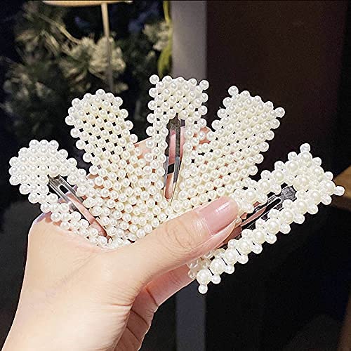 Elegant Korean Style Pearl Alligator Hair Clips for Women - Sweet Artificial Pearl Snap Barrette Hairpins - Hair Accessories for Girls & Women (Pack of 9) - Perfect for Weddings, Parties & Daily Styling