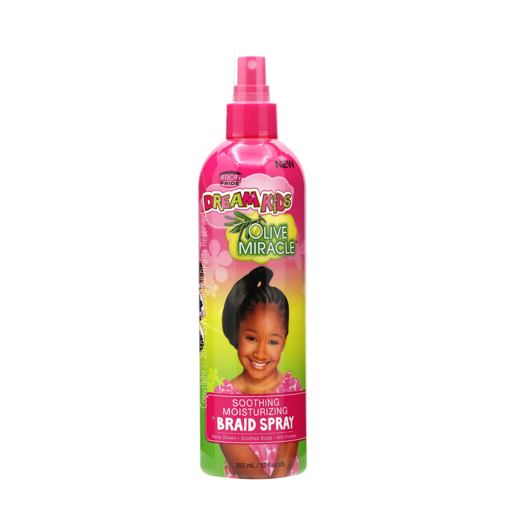 African Pride Dream Kids Olive Miracle Soothing Moisturizing Braid Spray 12 oz - Natural Hair Care for Kids with Dry Scalp & Frizz - Perfect for Braids, Twists & Protective Styles