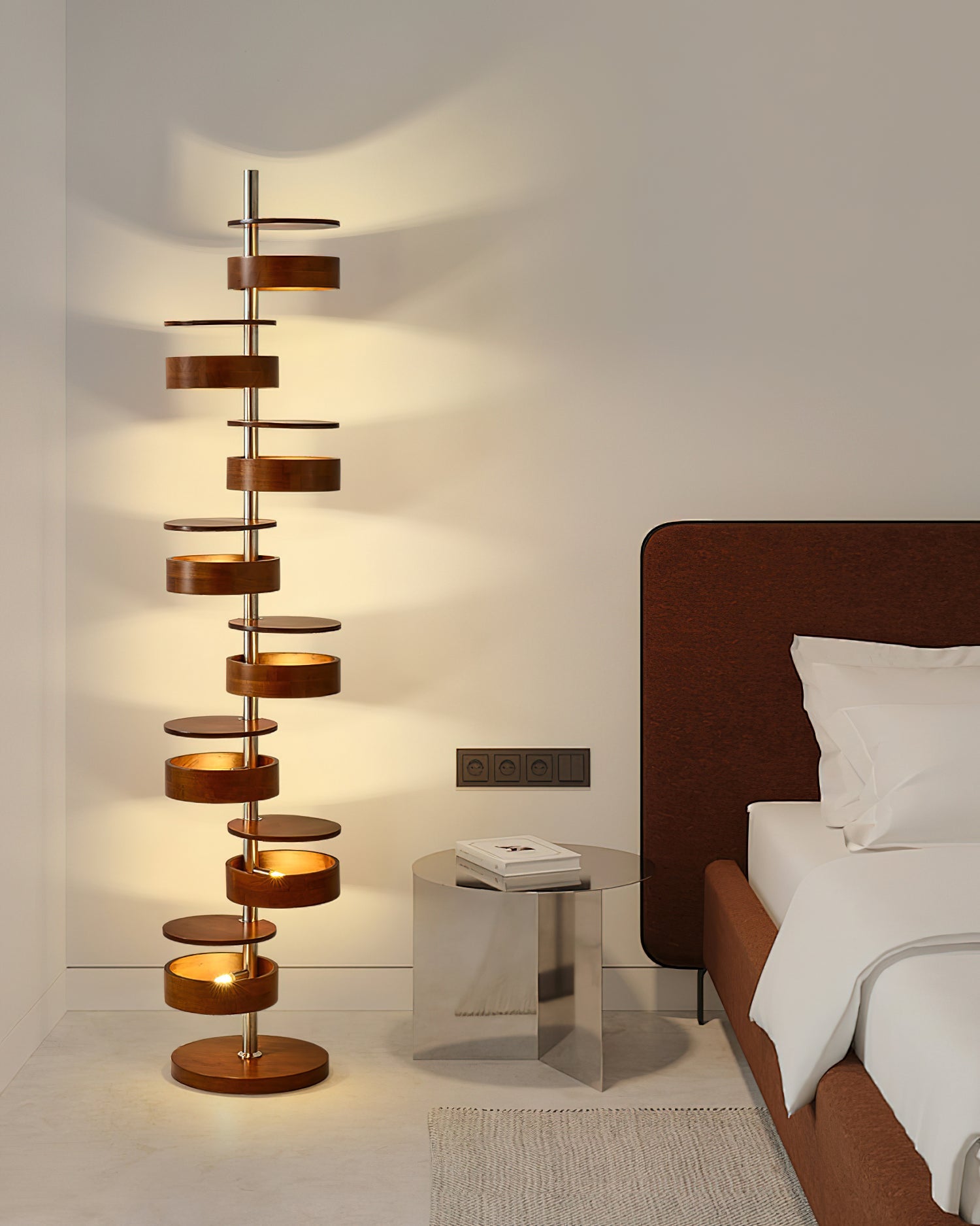 Modern Wooden Floor Lamp with Adjustable Height - Stylish Home Decor for Living Room, Bedroom & Office - Perfect for Reading, Relaxing & Ambient Lighting