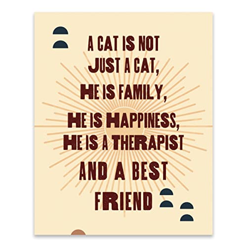 Vintage Cat Wall Art - Retro Cat Poster, Black Cat Decor, Cat Sign for Home & Bathroom - Unique Cat Gifts & Aesthetic Art for Cat Lovers (Perfect for Living Room, Bedroom, or Office Decor)