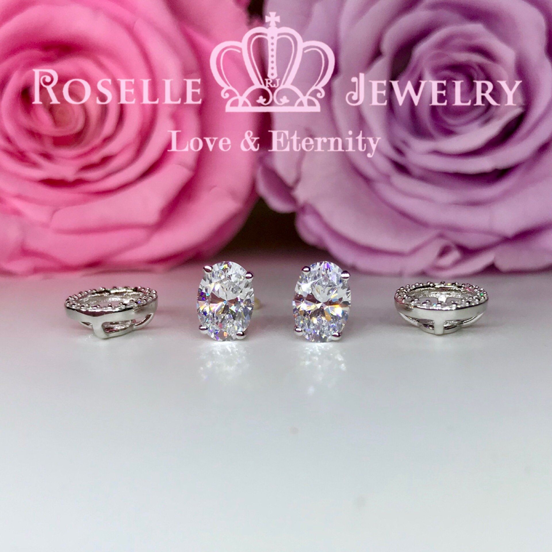 Elegant Detachable Oval Halo Stud Earrings for Women | 14K Gold Plated Cubic Zirconia Bridal Jewelry | Perfect for Weddings, Parties & Special Occasions