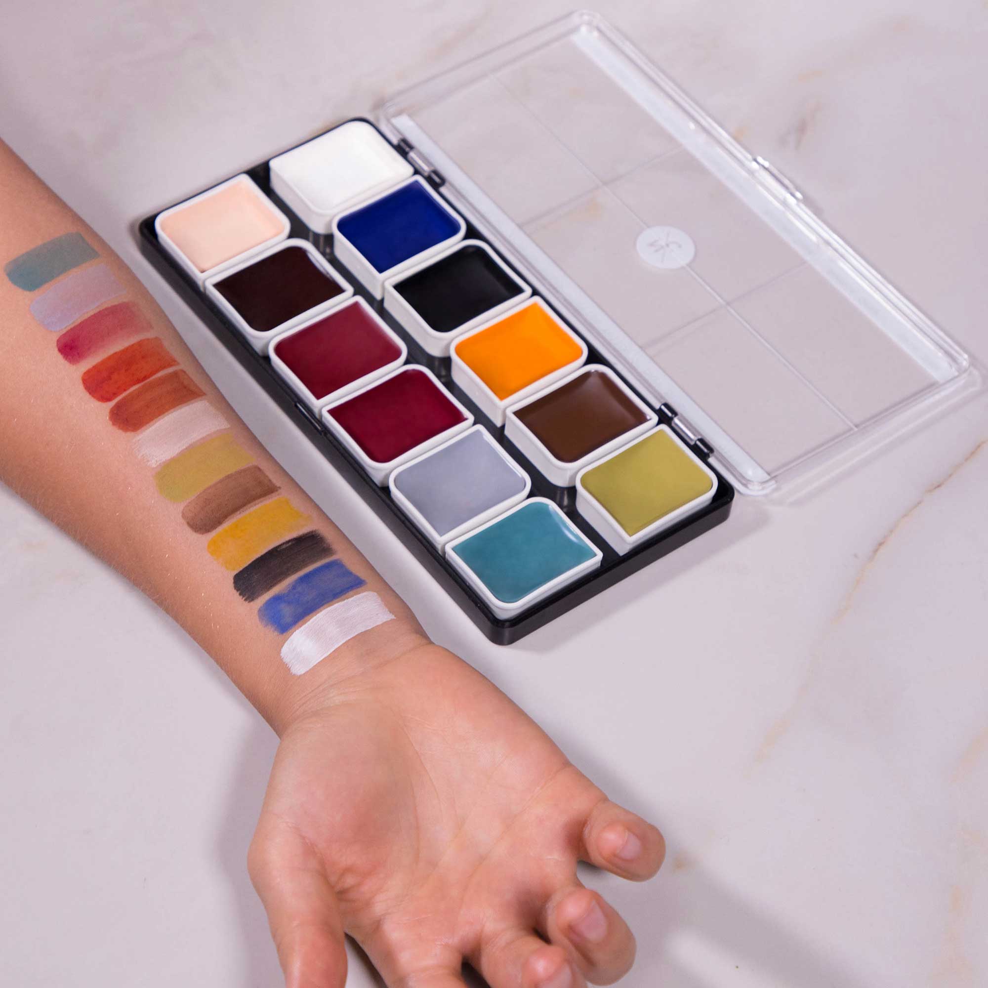 12 Color Zombie Alcohol Activated Professional SFX Makeup Palette - Halloween, Cosplay & Special Effects Makeup Kit for Horror Movies & Theater Productions