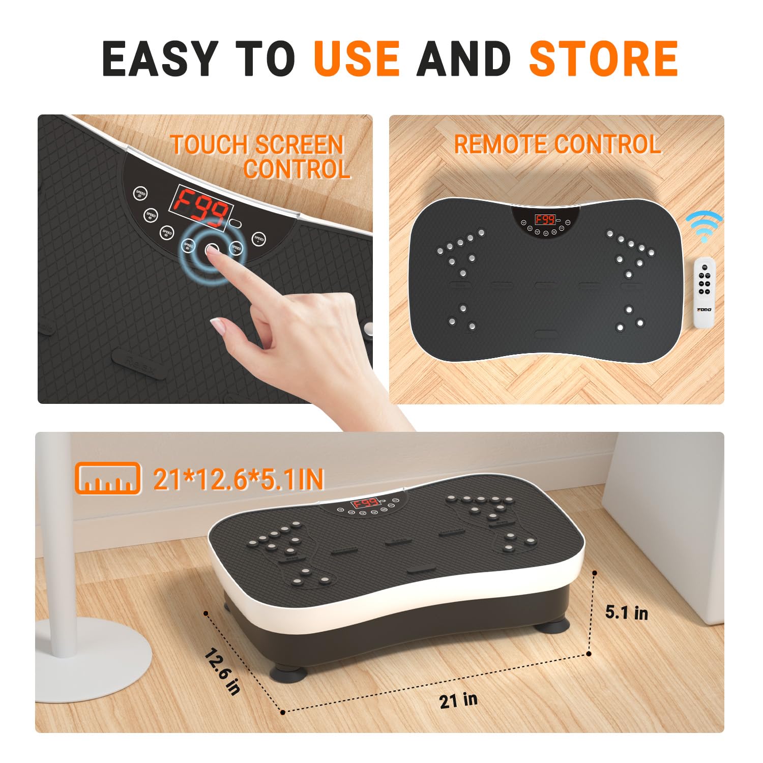 Vibration Plate Exercise Machine with Remote Control - Whole Body Workout for Pain Relief, Lymphatic Drainage & Weight Loss | Includes 3 Resistance Bands | Perfect for Home Gym, Physical Therapy & Fitness Training