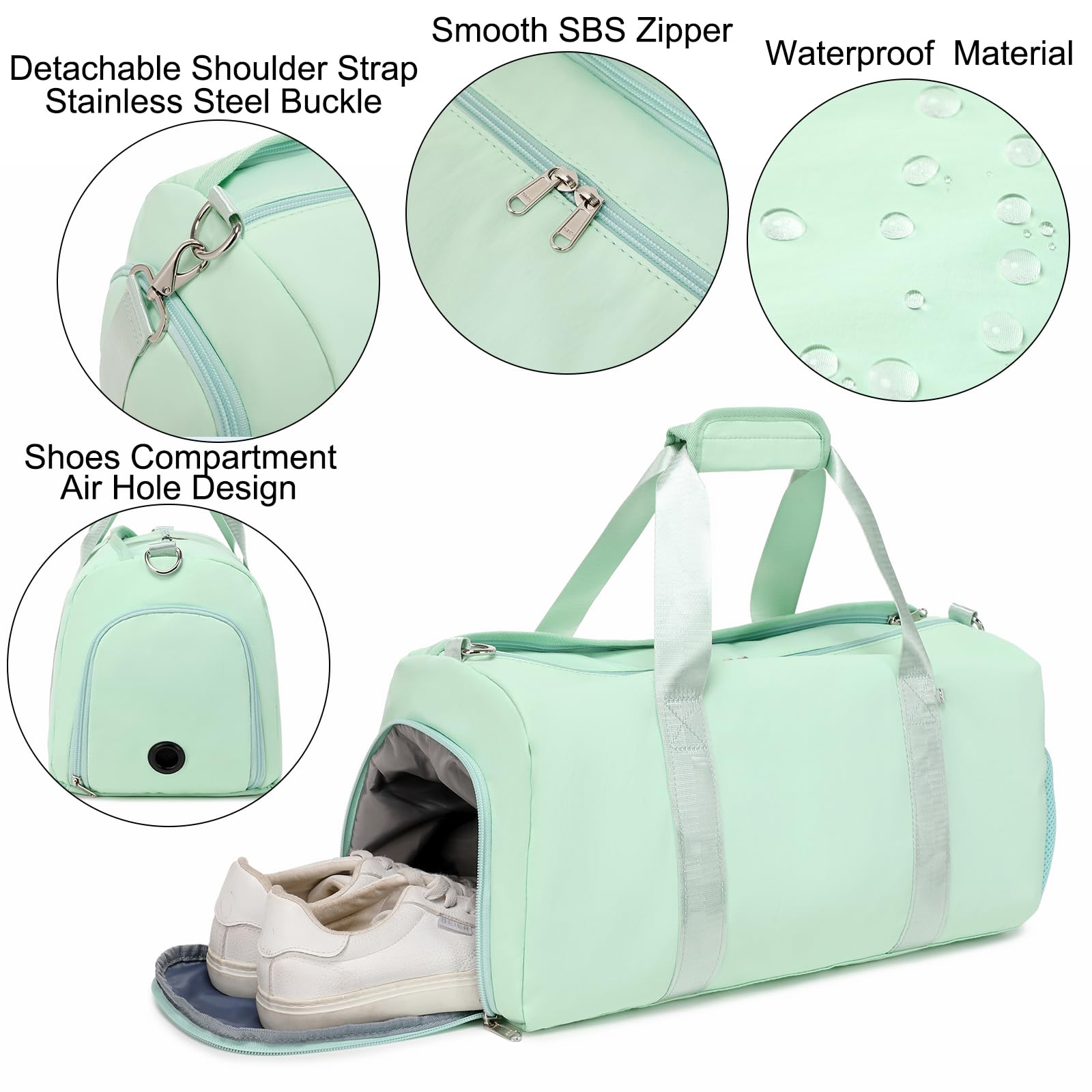 **Girls Dance Duffle Bag - Ballet, Gym, Yoga & Cheer Sports Bag with Shoe Compartment - Perfect for Dance Class, Travel & Overnight Trips (Green)**