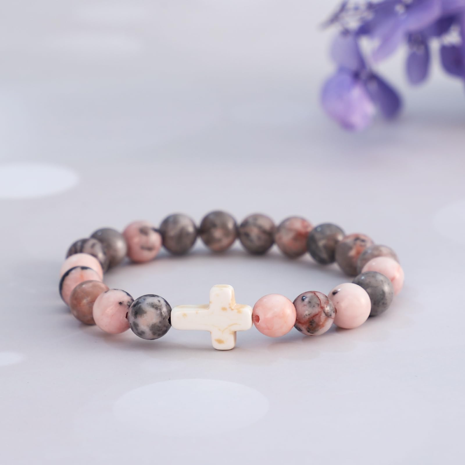 Christian Cross Beaded Bracelet for Women - Religious Jewelry Gift for Daughter, Mom, Grandma, Niece, Godmother - Perfect for Baptism, Birthday, Retirement, and Daily Faith Inspiration