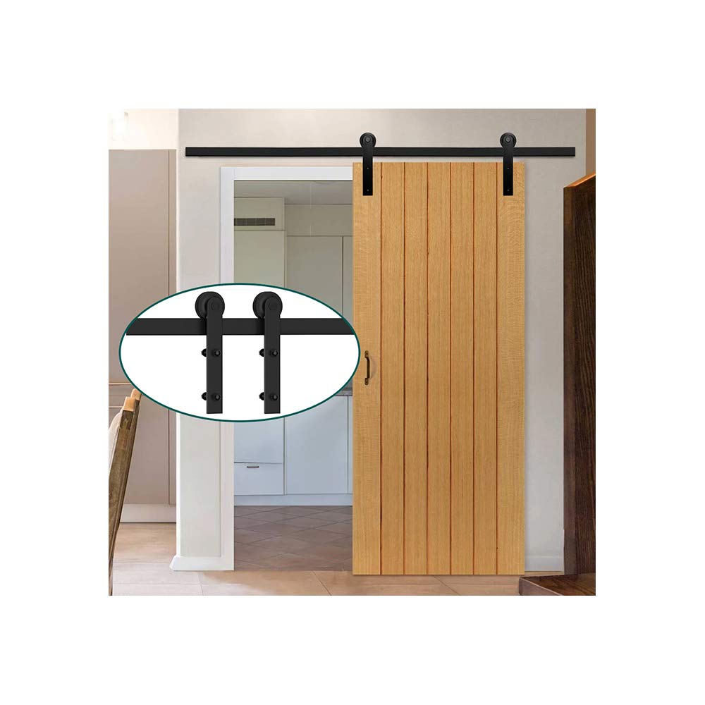 Haccer 15.5FT Black Sliding Barn Door Hardware Kit - Heavy Duty Single Door Track System for Modern Farmhouse, Bedroom & Closet Doors | Easy DIY Installation
