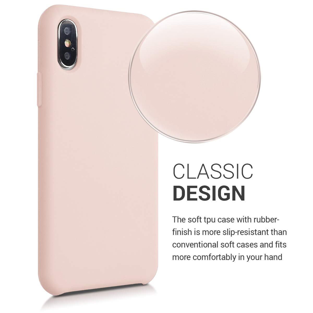 kwmobile TPU Silicone Case for Apple iPhone Xs - Soft Finish Protective Phone Cover in Dusty Pink | Perfect for Everyday Use, Work & Travel