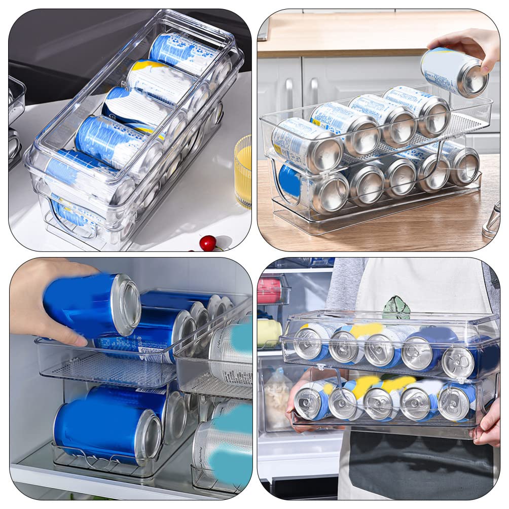 Premium Clear Can Storage Rack - 12-Slot Soda Can Dispenser & Fridge Organizer for Beverages, Pet Food & Drinks | Space-Saving Refrigerator Shelf for Kitchen, Office & Party Use