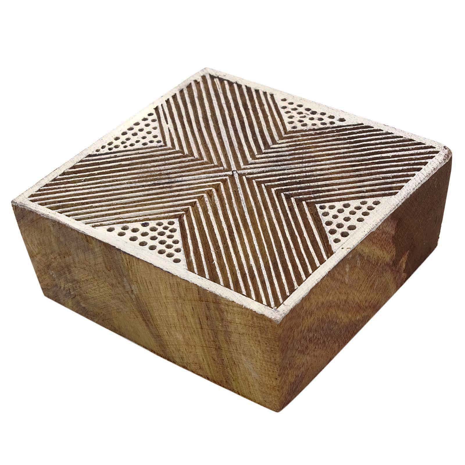 Hand Carved Wooden Stamp for Textile Printing - Brown Border Design | Perfect for DIY Crafts, Fabric Stamping, and Scrapbooking Projects