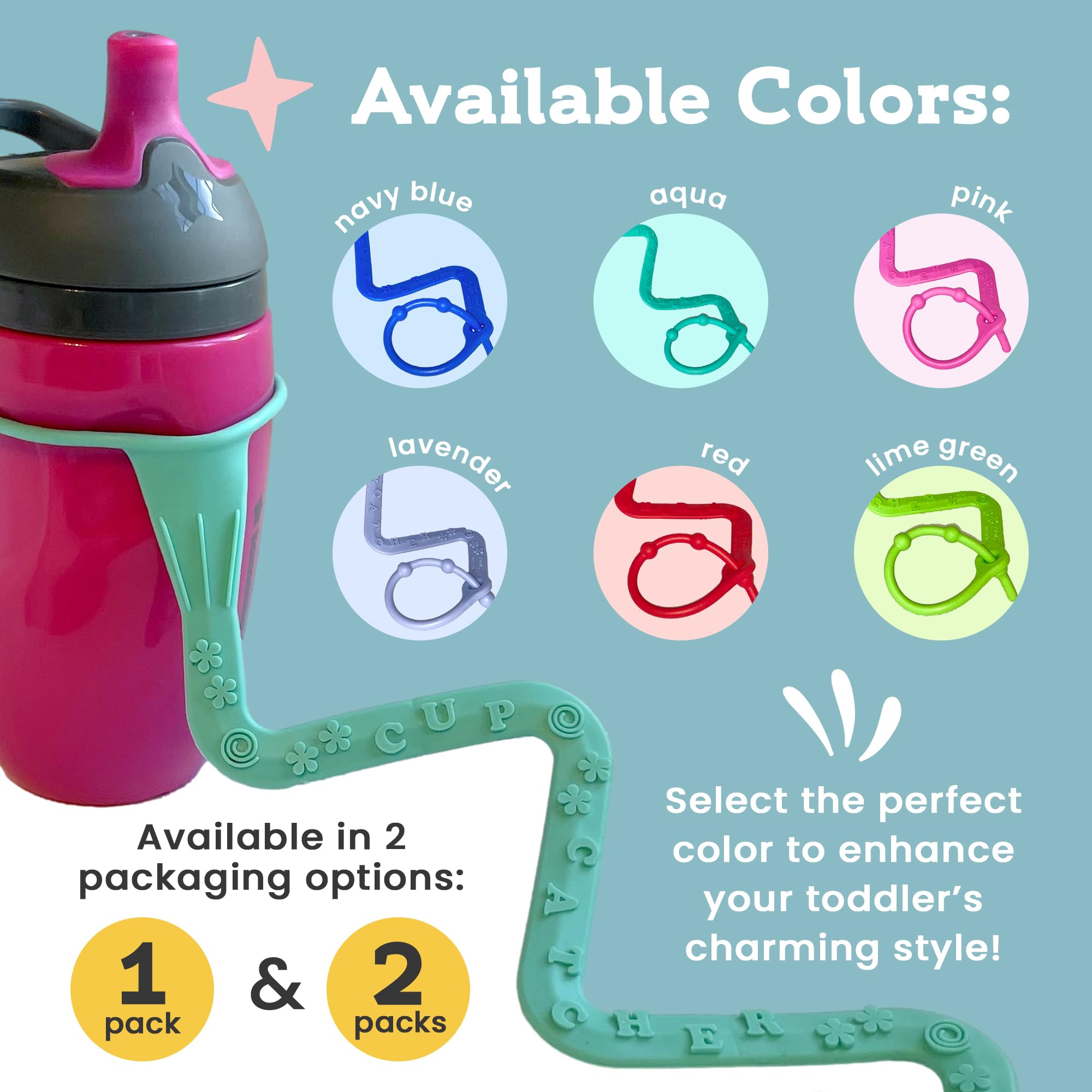 Brilli Baby Cup Catcher 2 Pack - Patented Safety Tether Strap for Sippy Cups, Bottles & Toys | Securely Attach to Strollers, High Chairs & Car Seats | Dishwasher Safe, Food Grade & Made in USA (Navy & Lime) | Perfect for On-the-Go Families & Mess-Free Feeding