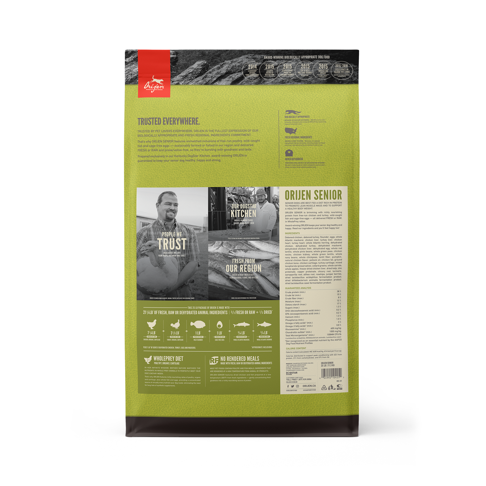 Orijen Grain Free Senior Dry Dog Food - High Protein, Natural Ingredients for Older Dogs - Perfect for Senior Dogs with Sensitive Stomachs & Joint Health Support