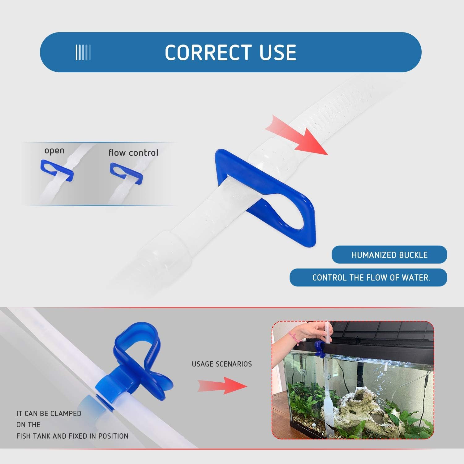 BEGONDIS 5-in-1 Aquarium Fish Tank Siphon Vacuum & Gravel Cleaner Kit - Water Changer, Sand Cleaner, Algae Scraper Set for Freshwater & Saltwater Tanks - Perfect for Weekly Maintenance and Fish Tank Cleaning