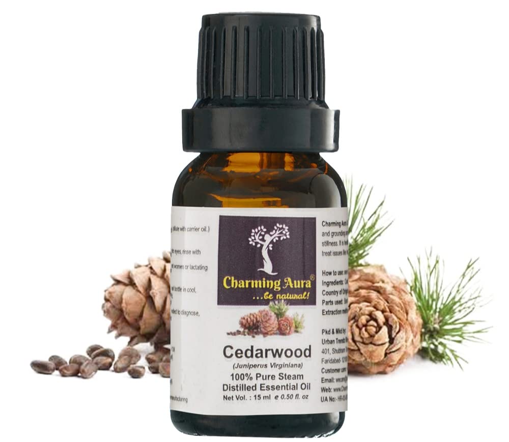 100% Pure Cedarwood Essential Oil - Natural Therapeutic Grade for Relaxation, Skin & Hair Care, Aromatherapy (15ml) | Perfect for Diffusers, Massage & DIY Beauty Products