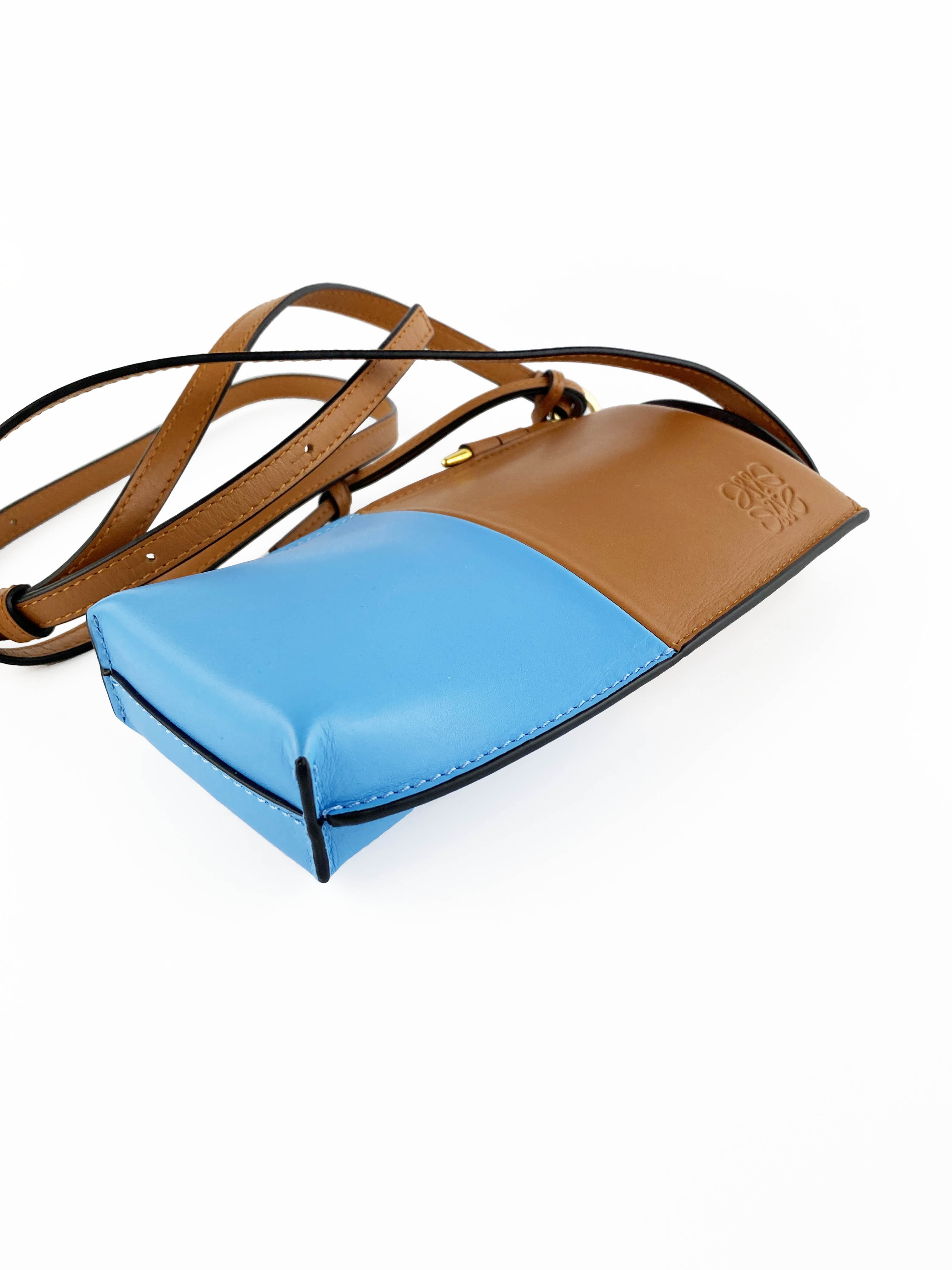 Loewe Blue and Tan Gate Pocket Bag - Stylish Crossbody Bag for Women | Perfect for Work, Travel & Everyday Use