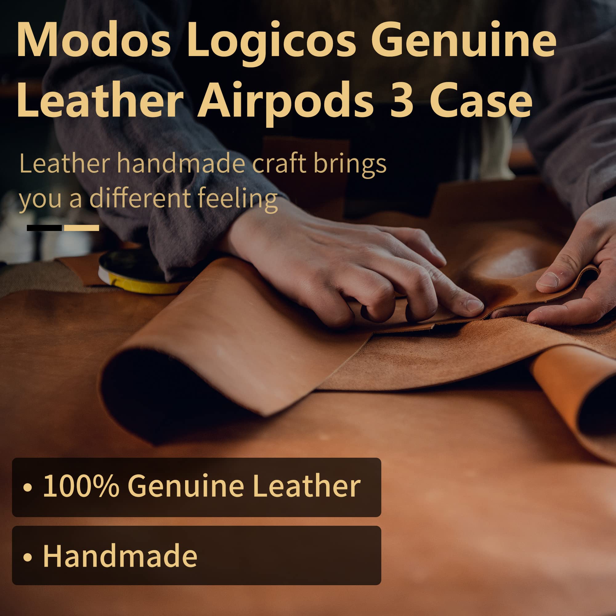 Genuine Leather AirPods 3 Case Cover (2021) with Drooping Tassels - Compatible with Apple AirPods 3rd Generation Charging Case - Beige - Perfect for Travel, Work & Daily Protection