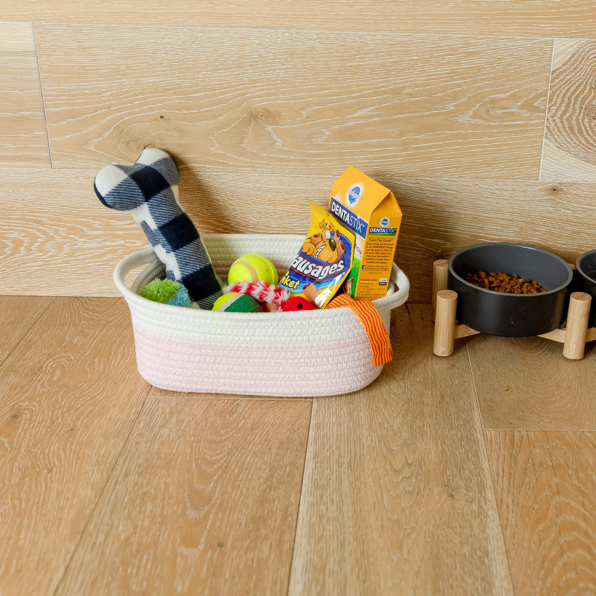 NaturalCozy 5-Piece Rectangle Storage Basket Set - Eco-Friendly Cotton Rope Woven Organizer Bins for Home & Nursery | Perfect for Montessori, Baby Toys, Pet Supplies, Bathroom Organization & Clutter Control