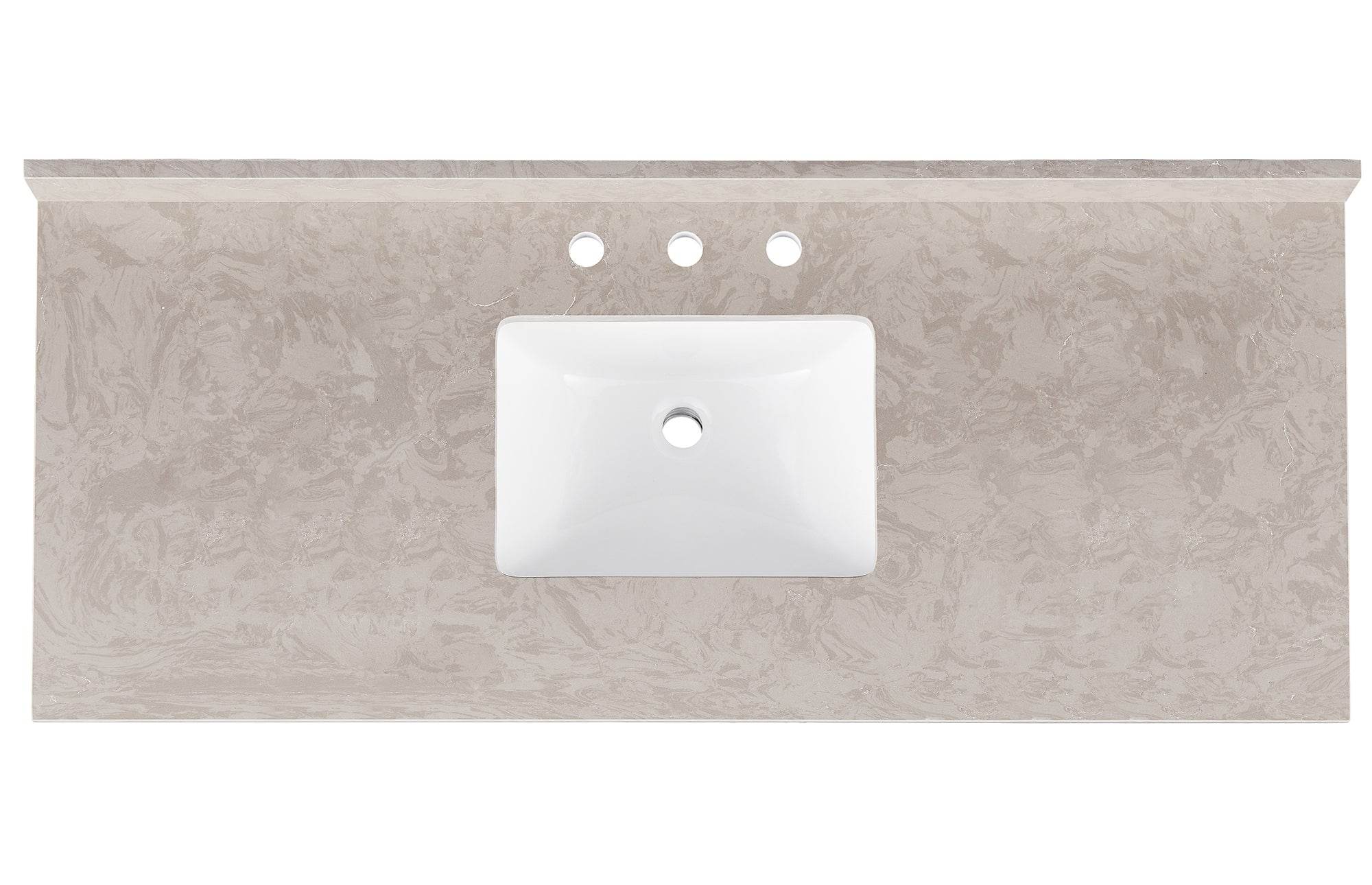 Amalfi 61W x 22D Engineered Marble Bathroom Vanity Top with Rectangular Undermount Sink - Perfect for Modern Master Bathrooms and Guest Powder Rooms