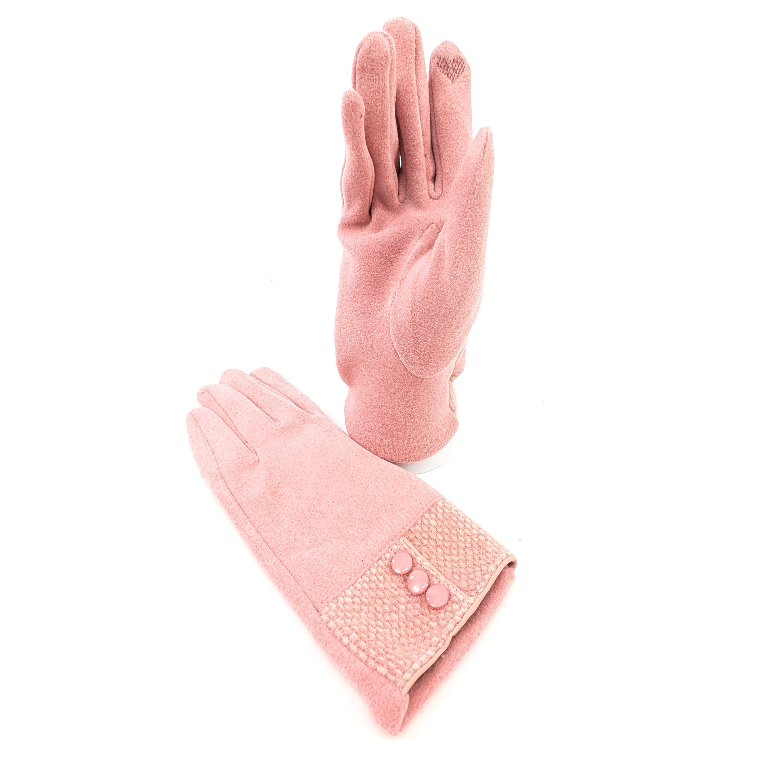 Vintage 3-Button Gloves for Women - Soft Pink Leather Winter Gloves | Perfect for Cold Weather, Driving, and Fashion Accessories