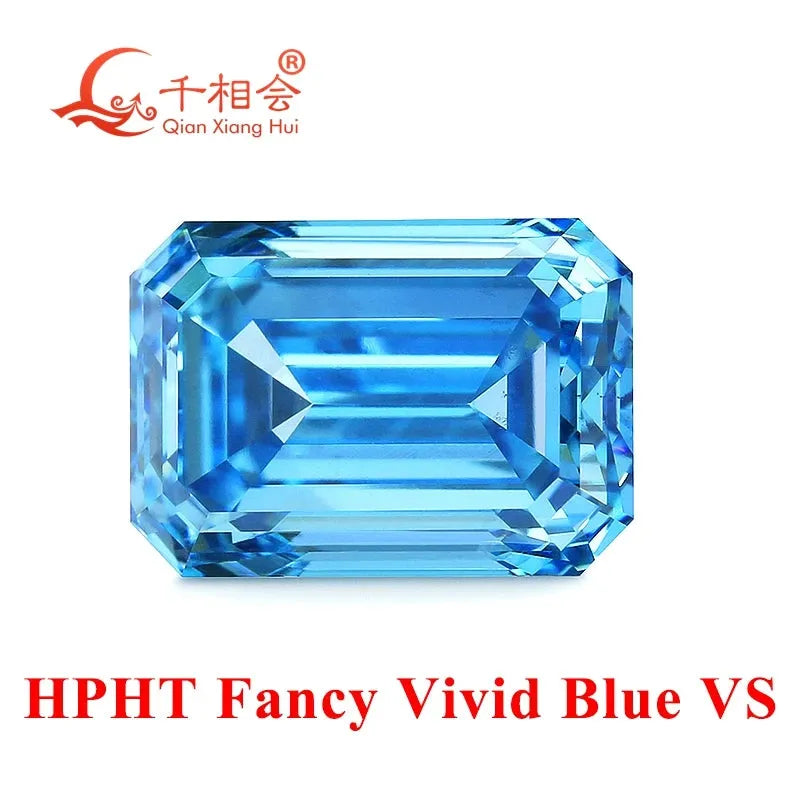 1.028ct VS1 Clarity Emerald Shape HPHT Lab Grown Diamond - Fancy Vivid Blue, GEMID Certified Loose Stone for Engagement Rings & Fine Jewelry