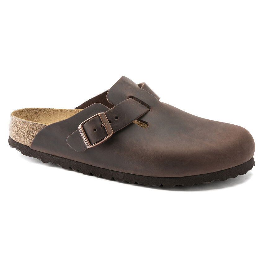 Birkenstock Boston Oiled Leather Clog - Classic Comfort Footbed in Habana Brown | Unisex Slip-On Shoes for Home, Office & Outdoor Wear