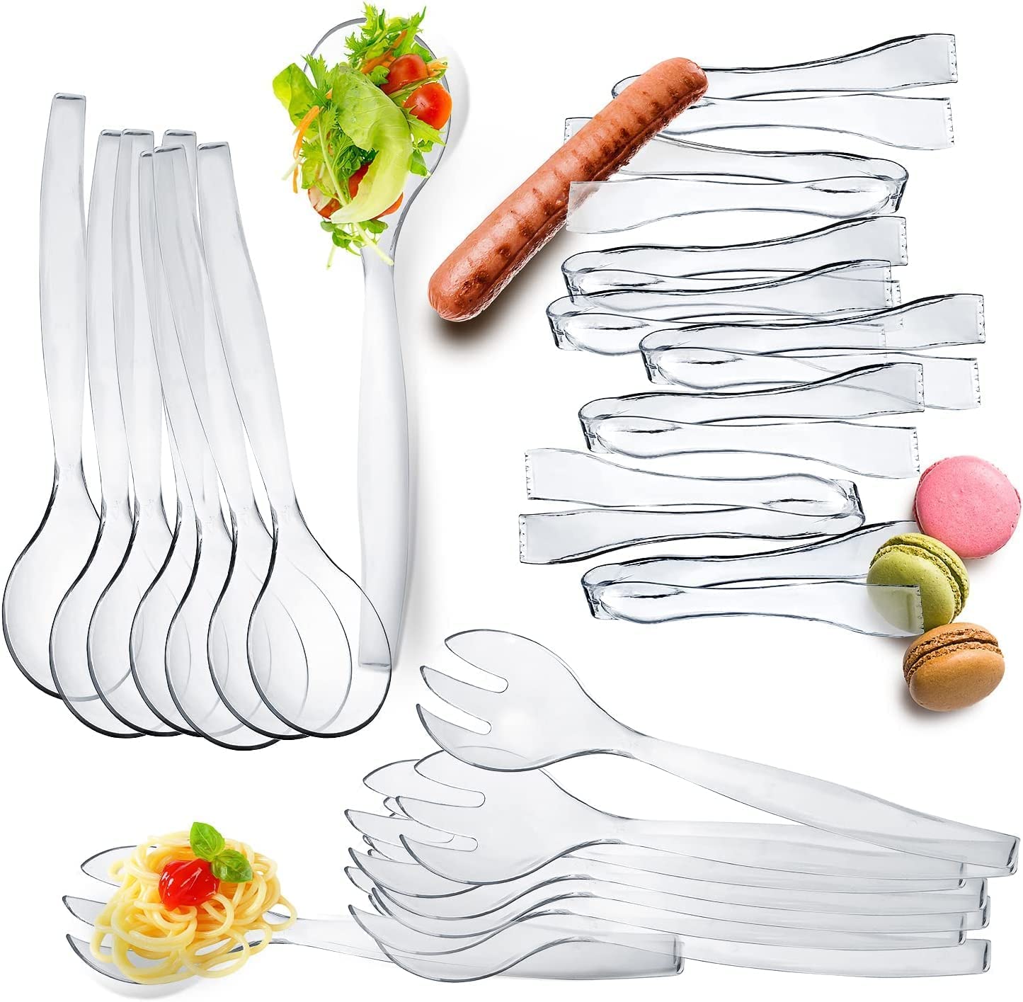12-Piece Heavy Duty Disposable Plastic Serving Utensils Set - 4x10