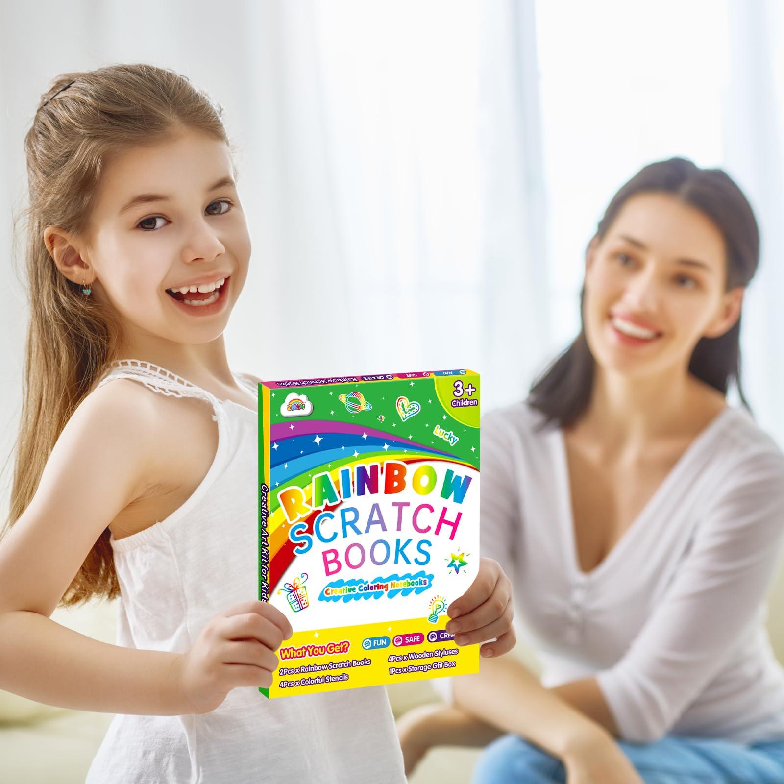ZMLM Scratch Paper Art Craft: 2 Pack Rainbow Scratch Set for Kids Ages 4-8 - Black Magic Drawing Coloring Kit, Easter Basket Stuffers, Birthday Party Favors, Classroom Activities, Travel Toys for Girls & Boys