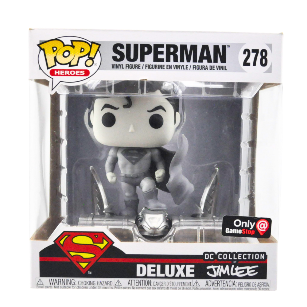 Funko Pop! Superman Black & White Jim Lee Deluxe #278 - GameStop Exclusive Collectible Figure for DC Comics Fans & Home Decor