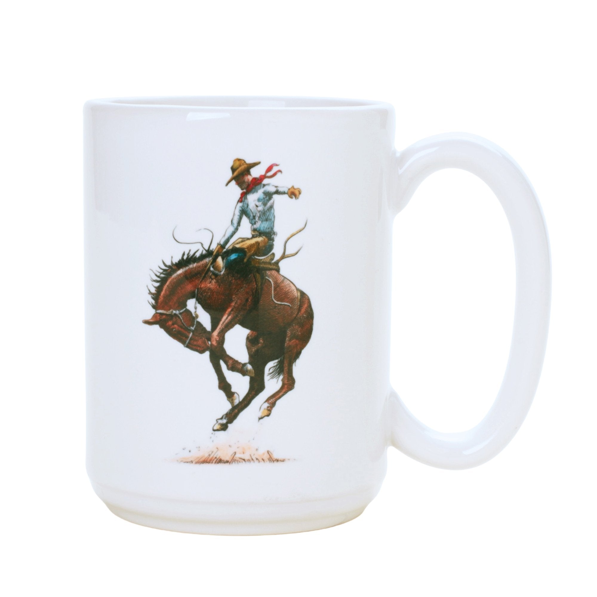 Saddle Bronc Rodeo Coffee Mug - 15 oz Ceramic Cup for Hot & Cold Drinks - Perfect for Cowboy, Rodeo Fans & Western Decor - Ideal for Home, Office & Camping Use