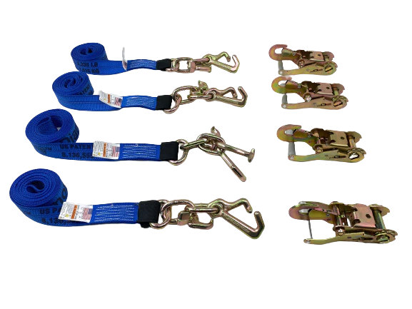 2-Pack 10' RTJ Diamond Weave Ratchet Straps with Snap Hooks - Heavy Duty Tie Down Straps for Trucks, Trailers, Motorcycles & Cargo Securing (4-Pack)