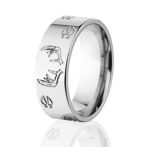 Deer Track Titanium Ring with Antler Design - Durable Outdoor Jewelry for Hunting, Camping & Nature Lovers - Perfect Gift for Adventurers