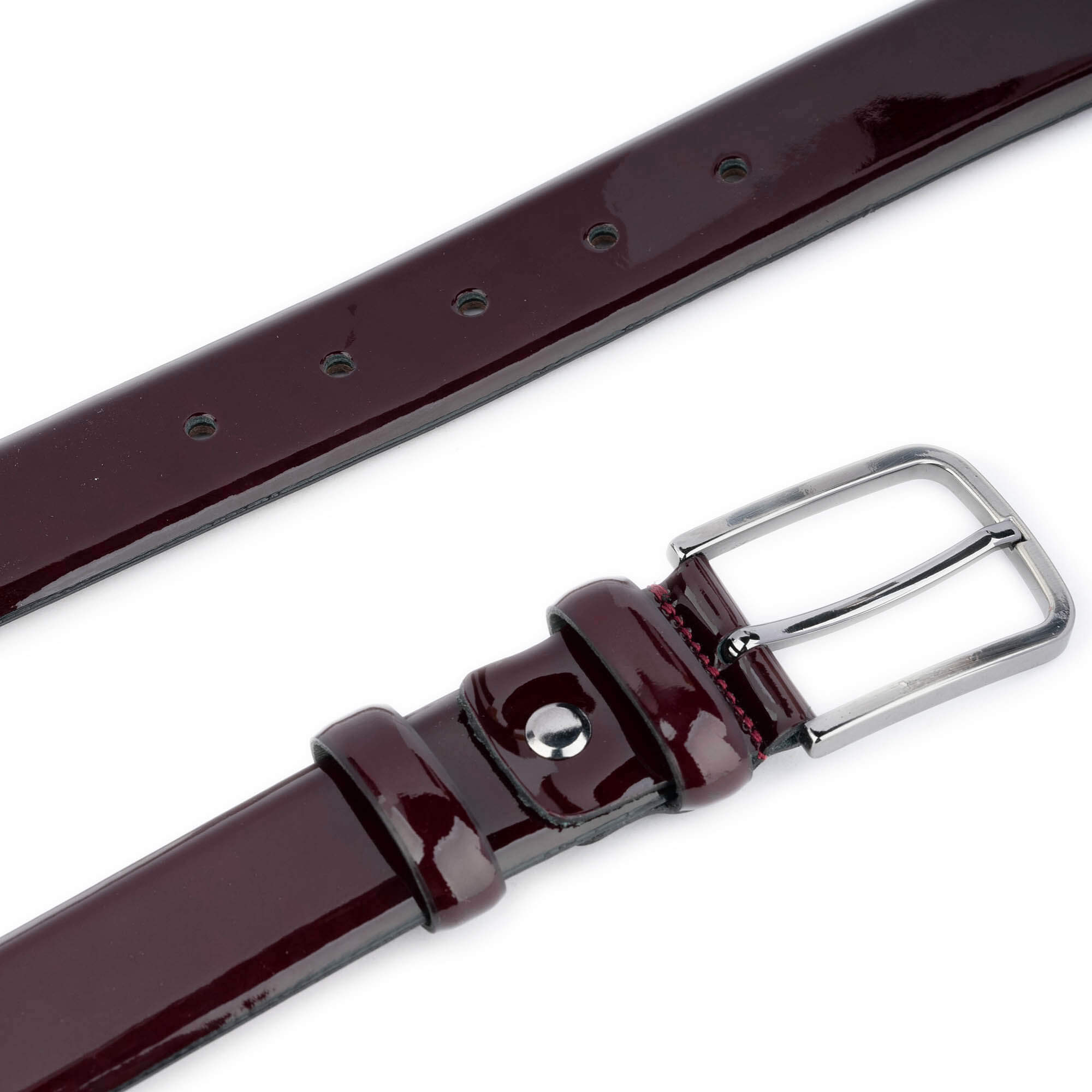 Premium Men's Burgundy Patent Leather Dress Belt - 3.5cm Wide | Formal & Business Attire | Perfect for Weddings, Office & Special Occasions