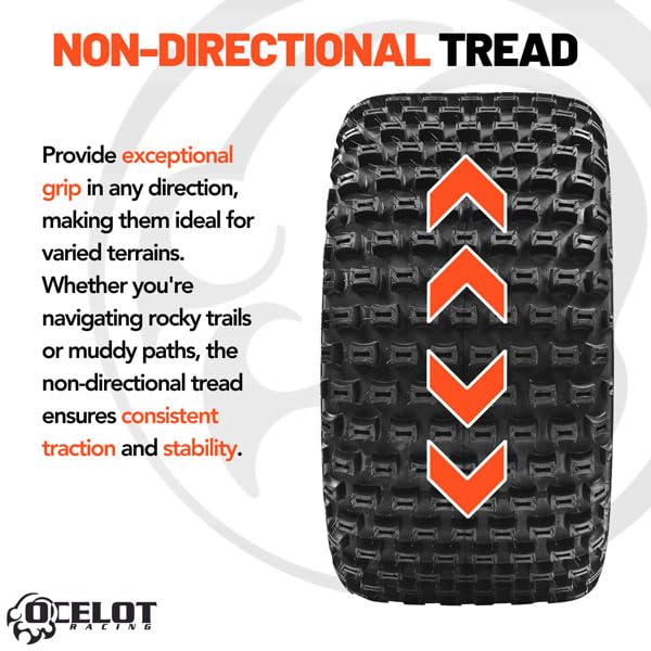 Ocelot P322 Rear 20x7-8 ATV Tires - 2-Ply Durable Tubeless Off-Road Tires for Dirt, Grass & Gravel - Knobby Sport Non-Directional Tread - Perfect for Trail Riding, Farm Work & Outdoor Adventures
