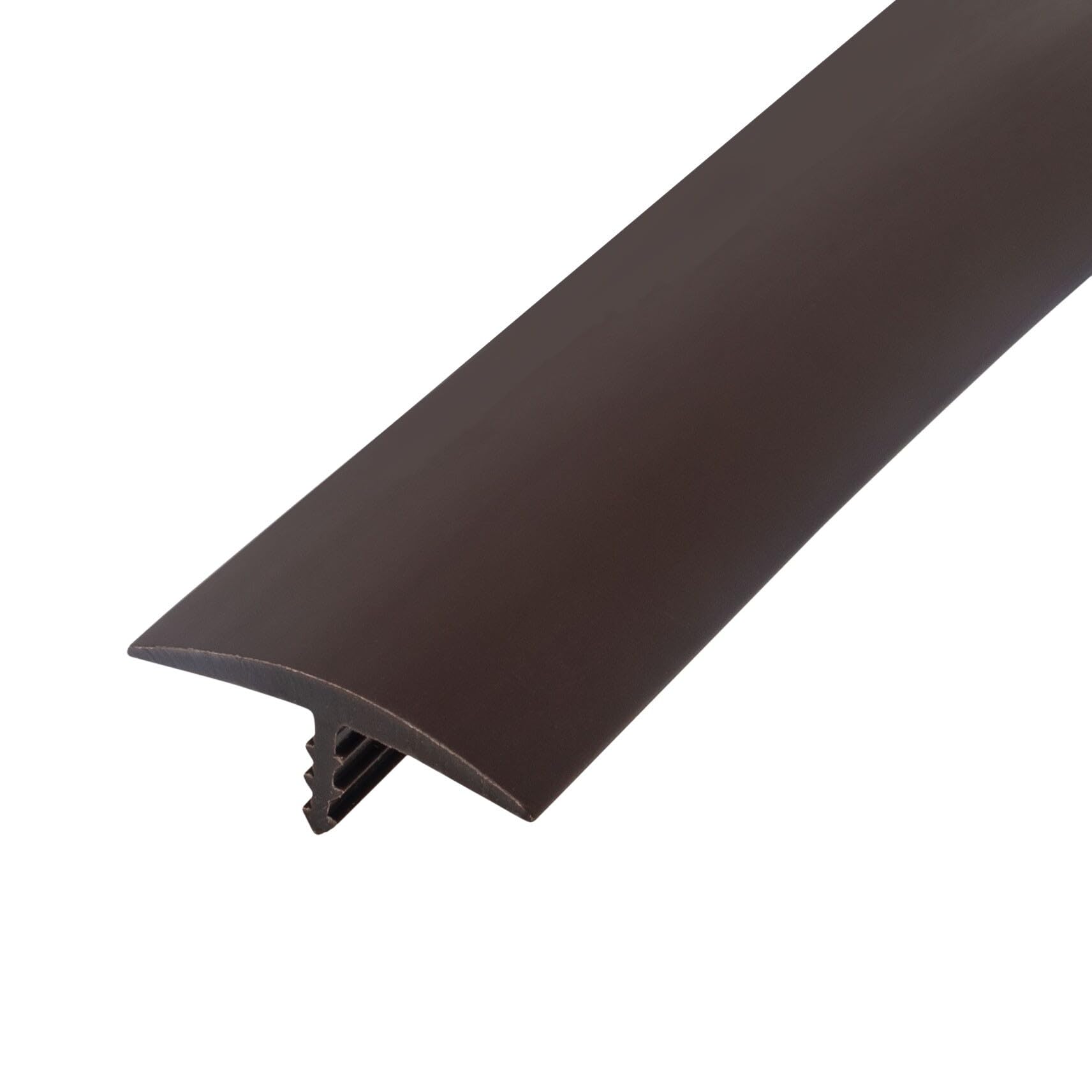 Outwater 1-1/8 Inch Dark Chocolate Brown Flexible Plastic T-Molding - Polyethylene Center Barb Tee Moulding 250 Foot Coil for Flooring Transitions, DIY Home Improvement, and Commercial Interiors