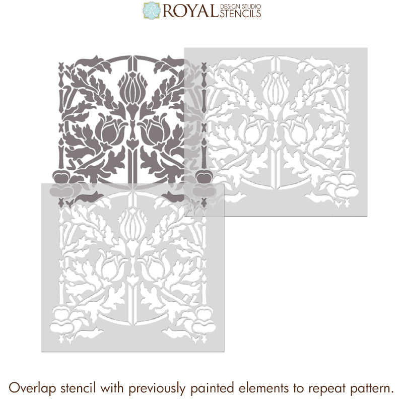 Eugenie Floral Wall Stencil - Reusable DIY Painting Template for Home Decor, Nursery, Bedroom & Living Room Wall Art Projects