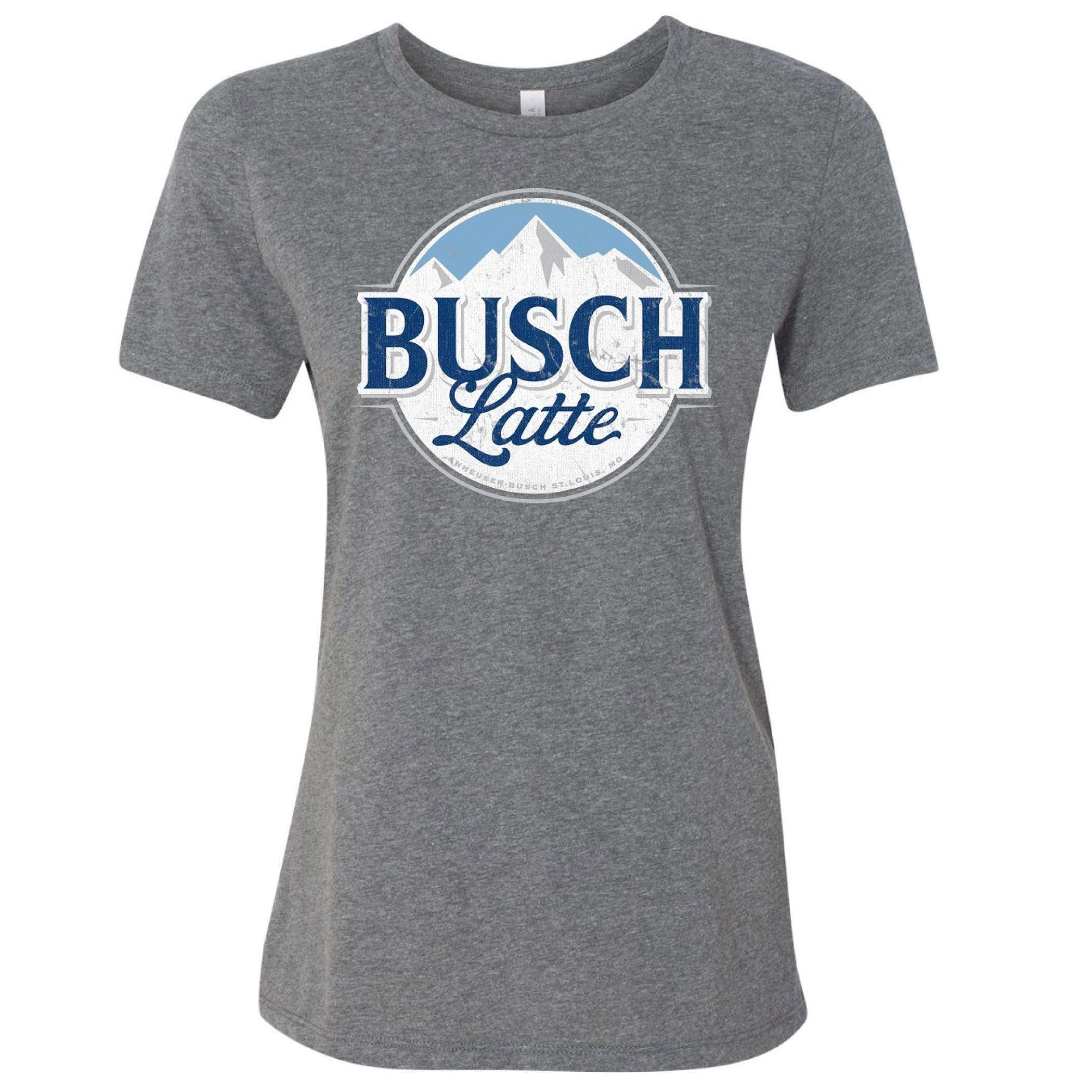 Brew City Beer Gear Busch Latte Mountain Logo Women's T-Shirt | Vintage Beer Lover Graphic Tee for Casual Wear & Bar Outings