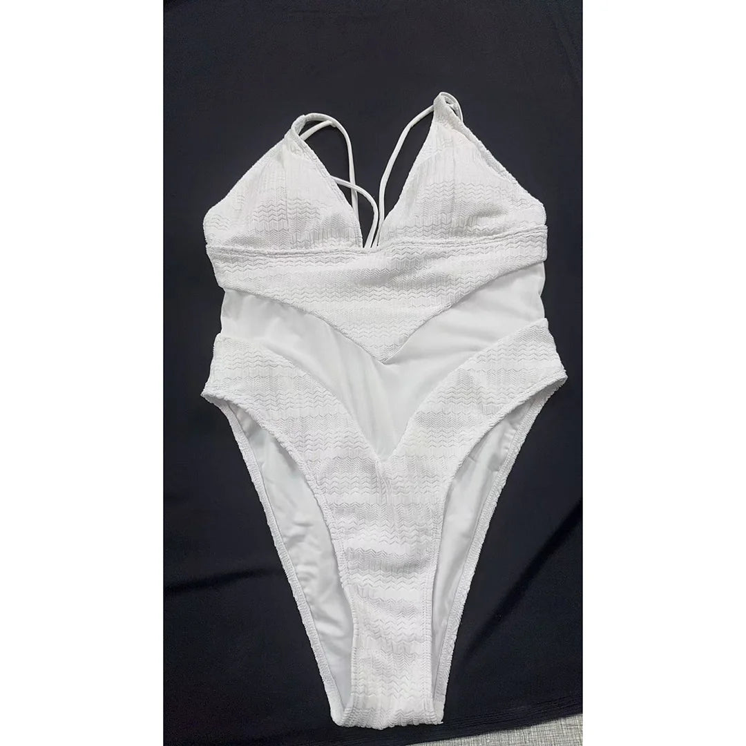XXL V-Neck Mesh Sheer One Piece Swimsuit for Women - High Leg Cut Monokini Bathing Suit in 5 Colors (V6168) | Perfect for Beach Vacations, Pool Parties & Summer Getaways