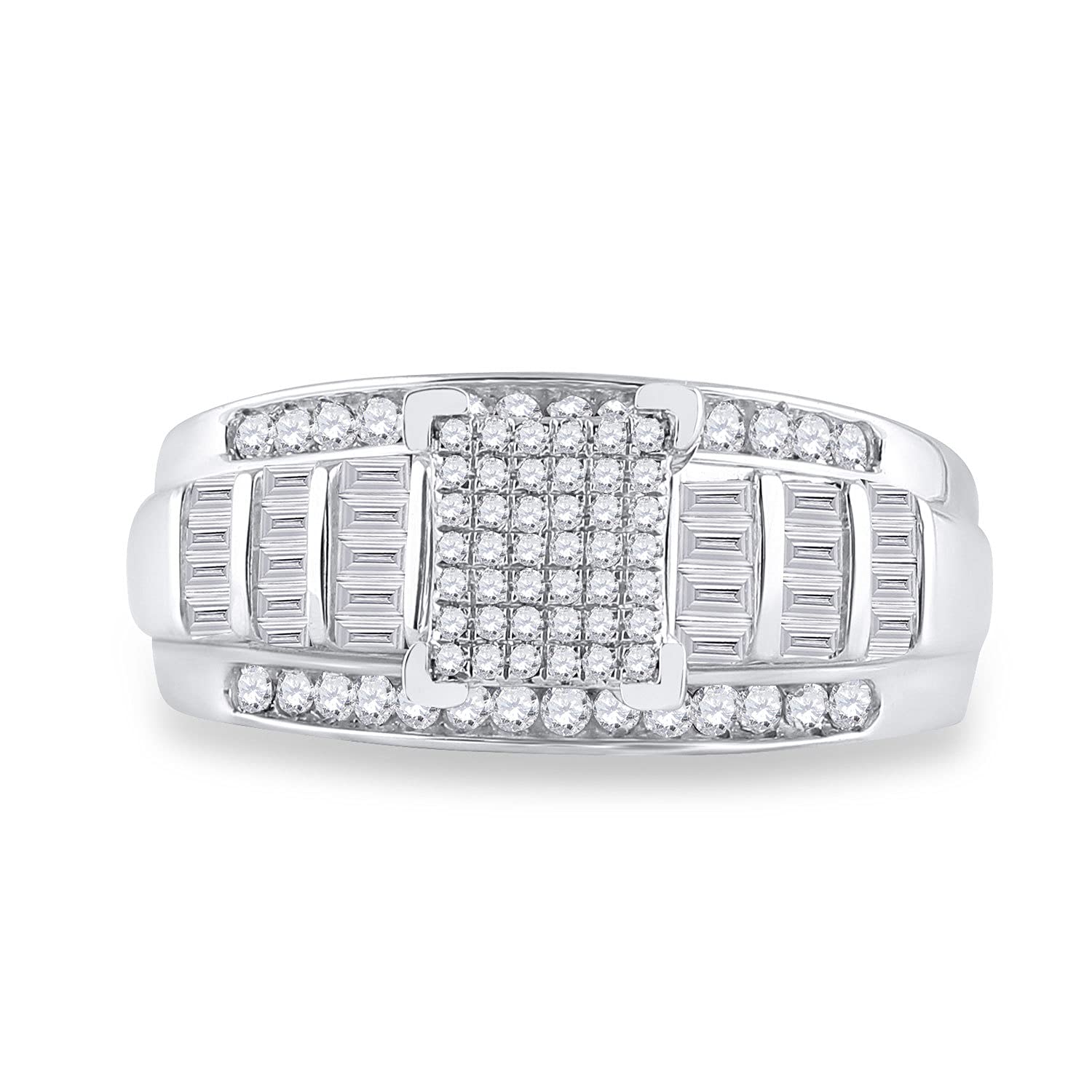 Sterling Silver Round Diamond Cluster Bridal Wedding Engagement Ring - 3/8 CTTW - Elegant Solitaire Design for Proposals, Anniversaries & Special Occasions