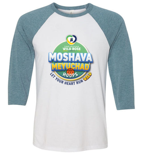 Moshava Wild Rose 3/4 Sleeve Baseball Two-Sided T-Shirt for Women - Stylish Hoops Design - Perfect for Casual Wear, Sports & Everyday Outfits