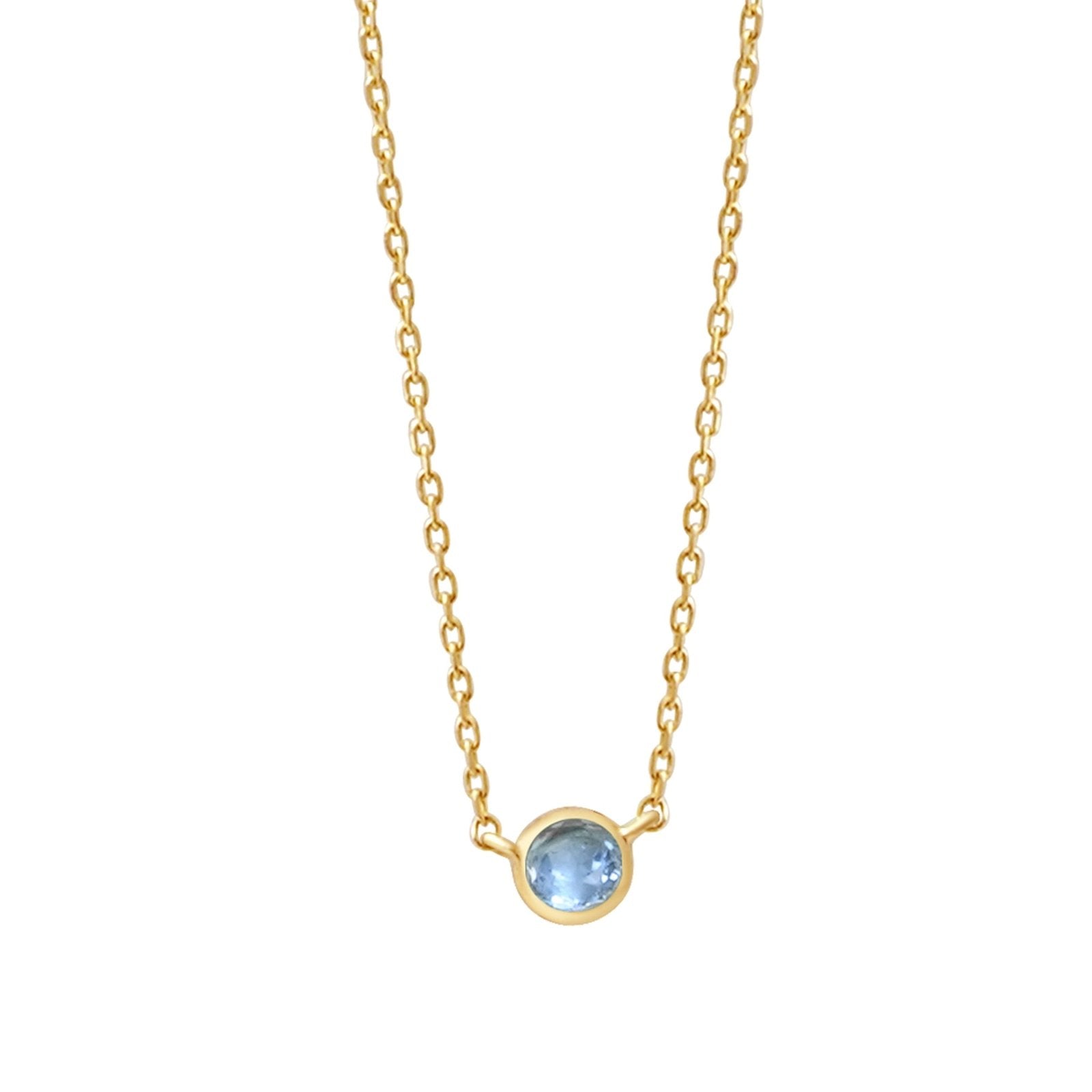Blue Topaz Station Necklace - 14k Solid Yellow Gold Bezel Set Jewelry for Women | Perfect for Everyday Wear, Gift Giving & Special Occasions