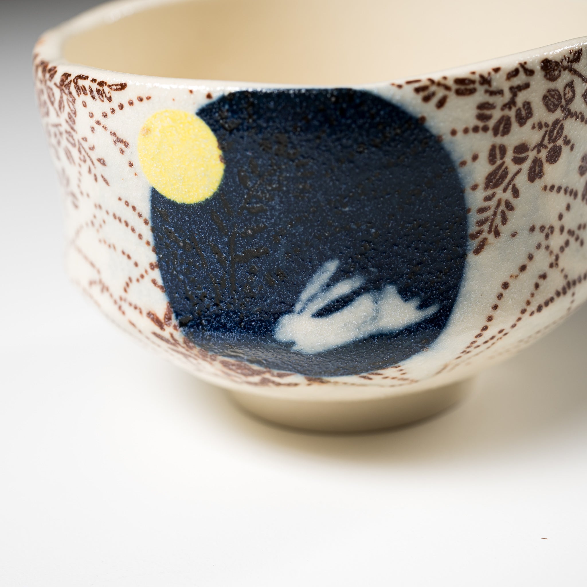 Premium Handcrafted Matcha Tea Bowl - Lunar Rabbit Design for Japanese Tea Ceremony | Authentic Moon Viewing Rabbit Ceramic Cup | Perfect for Matcha, Green Tea, Zen Meditation & Gift Giving