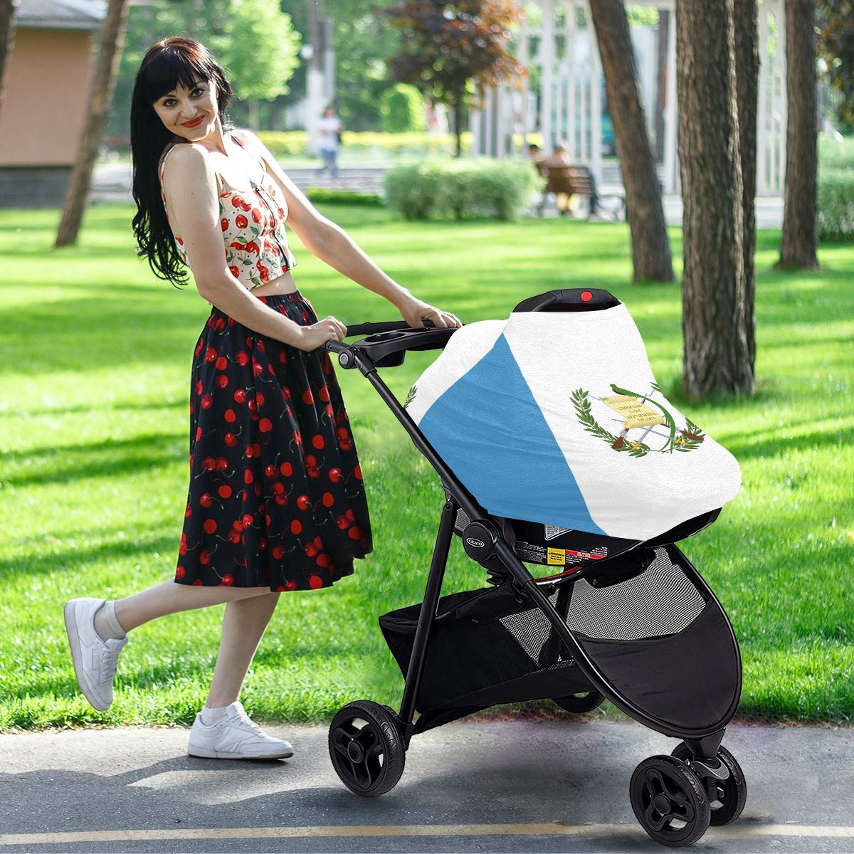 Guatemala Flag Nursing Cover - Breastfeeding Scarf & Baby Car Seat Canopy - Universal Infant Stroller Cover for Girls and Boys - Perfect for Travel, Shopping & Outdoor Activities