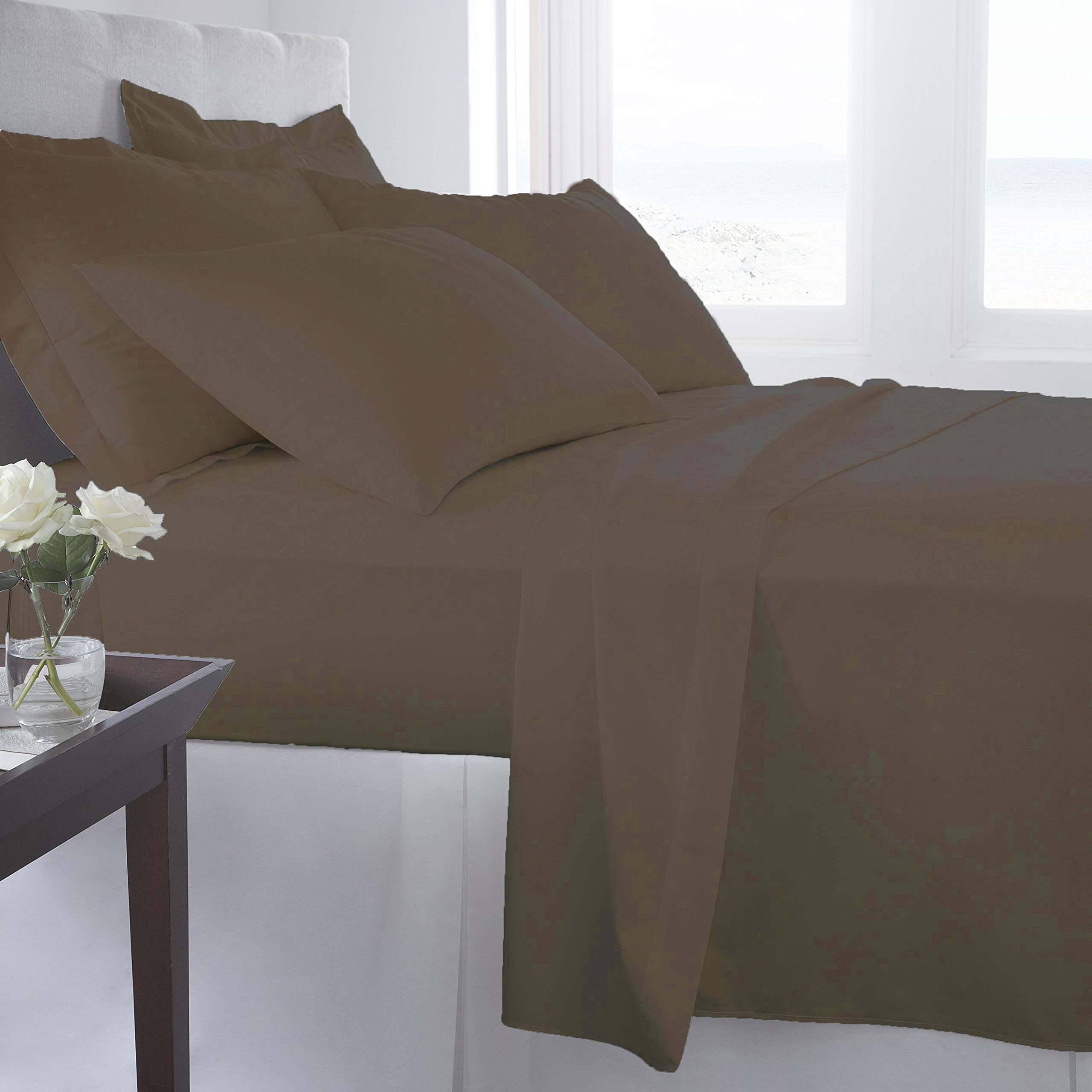 Luxury 1800 Thread Count Woven Bed Sheets Set - Extra Deep Pocket Twin Size, Wrinkle & Fade Resistant, Ultra Soft Hotel Quality Brown Sheets for Bedroom & Guest Room