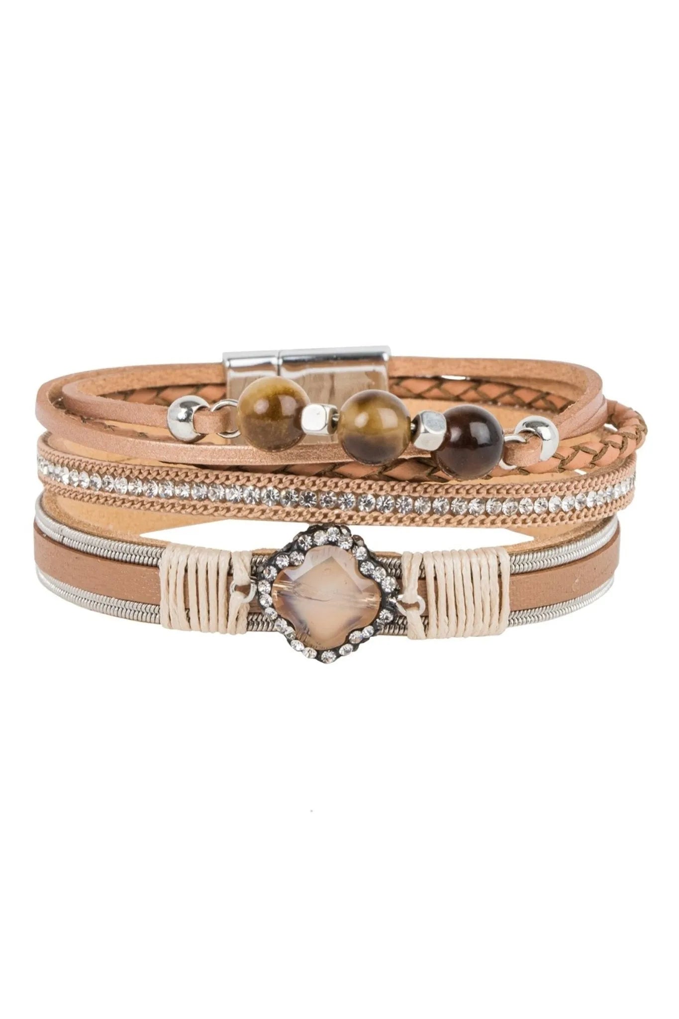 Elegant Crystal Beaded Leather Bracelet for Women - Boho Chic Handmade Jewelry Gift for Birthday, Anniversary & Special Occasions - Perfect for Parties, Weddings & Everyday Wear