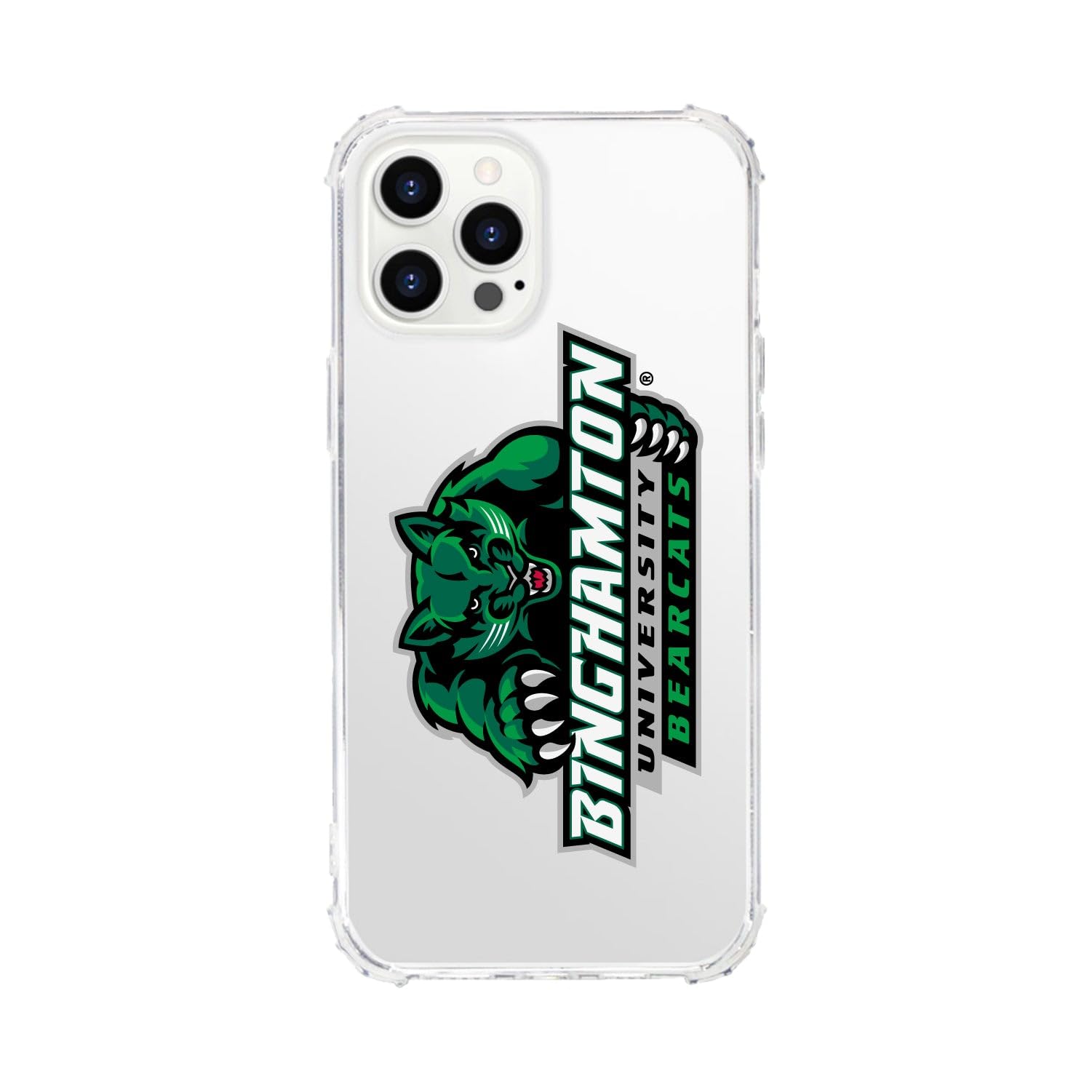 OTM Essentials Rugged Phone Case for iPhone 13 Pro Max - Shockproof Protective Cover with Tough Edge Design - Binghamton University Themed Classic White Case | Perfect for College Students, Outdoor Activities & Daily Protection
